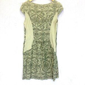 Lina Tomei Linen Shift Dress Womens Medium Green Italy Summer Beach Party Knee